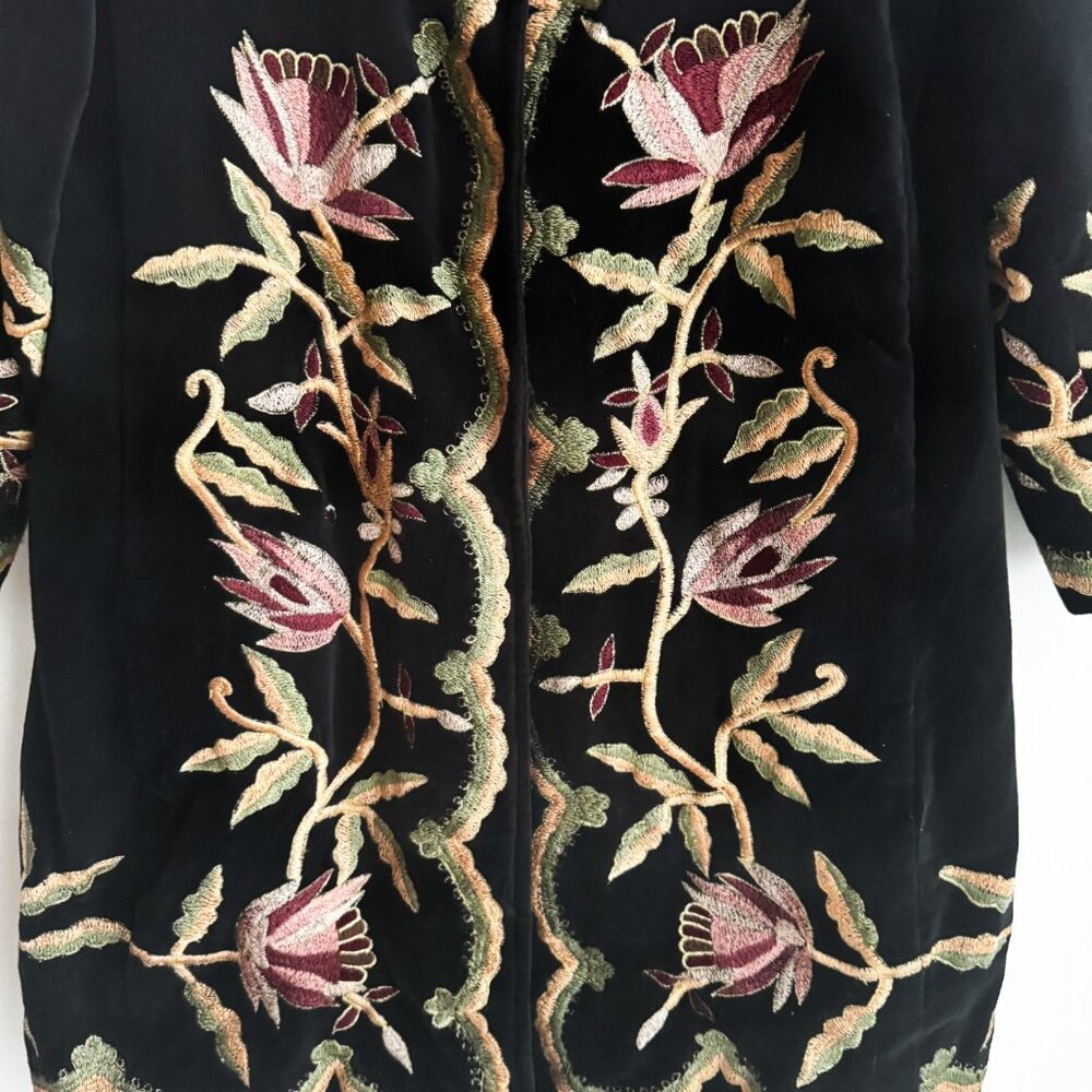 Black Embroidered Velvet Coat - Mahogany - Picture 3 of 7